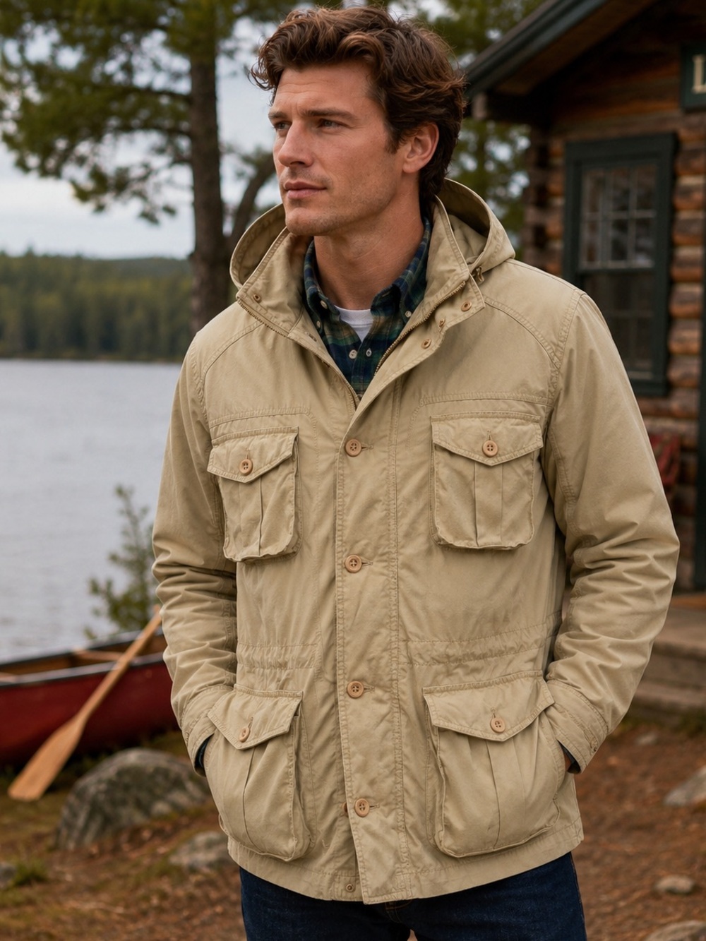 LL Bean Vintage $220 Tan Men’s Field Jacket Safari Large EUC